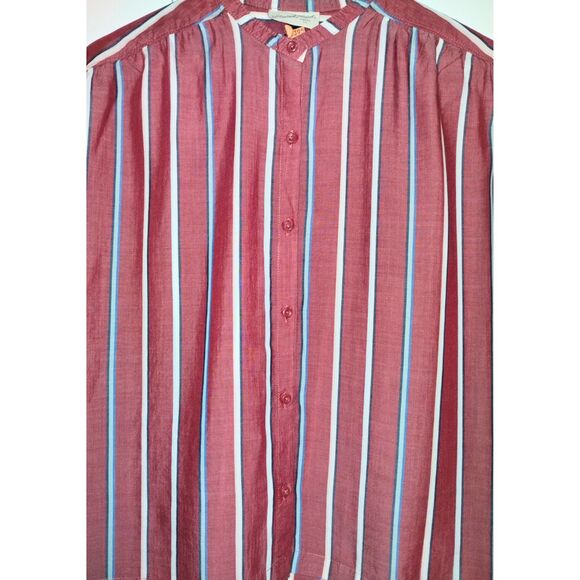 Women's Universal Thread Striped Button-Down Short Sleeve Blouse (Size Med) - Picture 3 of 8